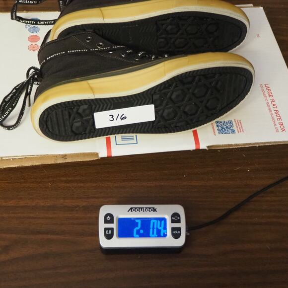 ALLSAINTS Jaxon High Top Canvas Sneaker Shoes Mens S US 9 EU 42 Black Distressed - Picture 11 of 11